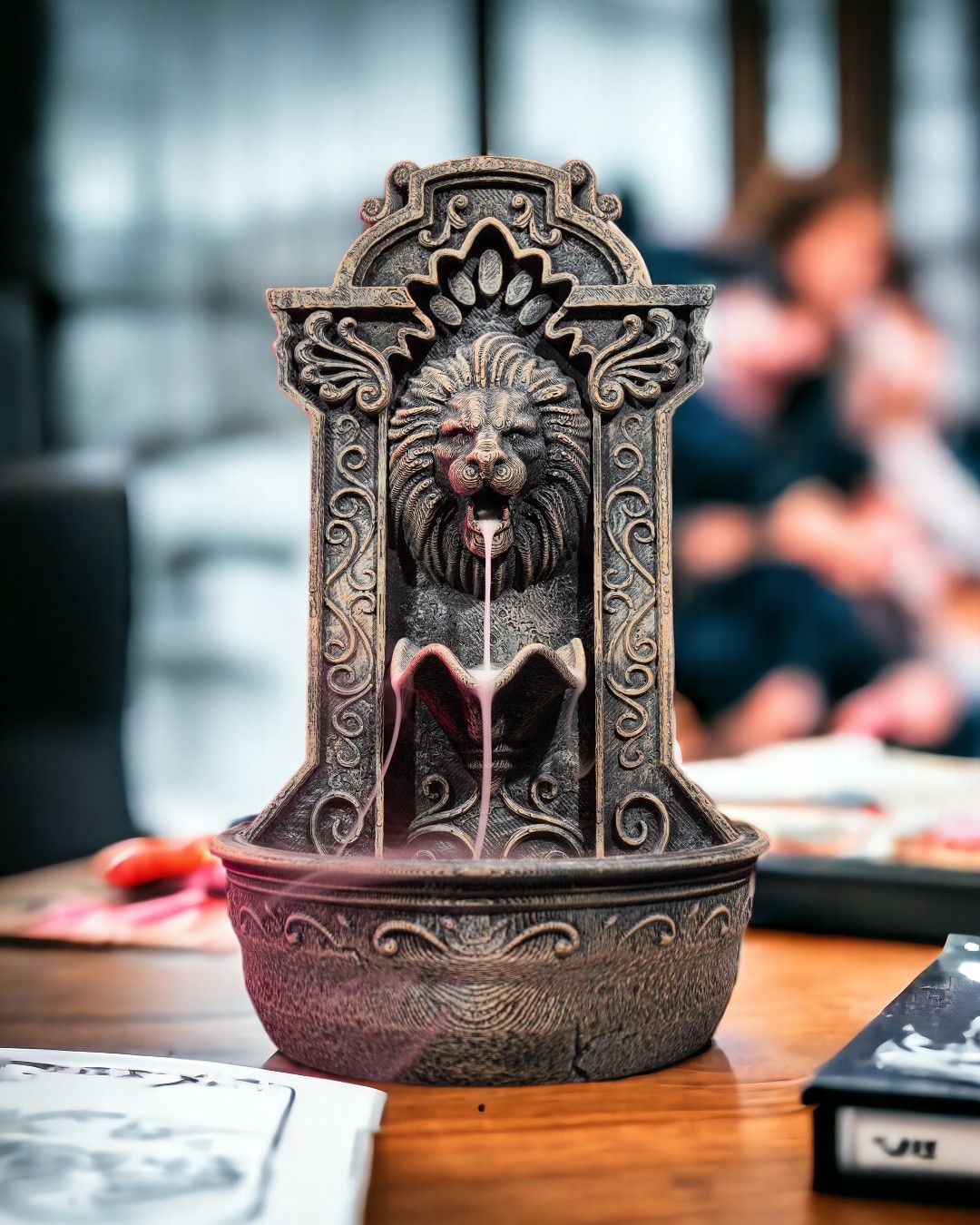 10005 Lion Courage Fountain Backflow Incense Burner