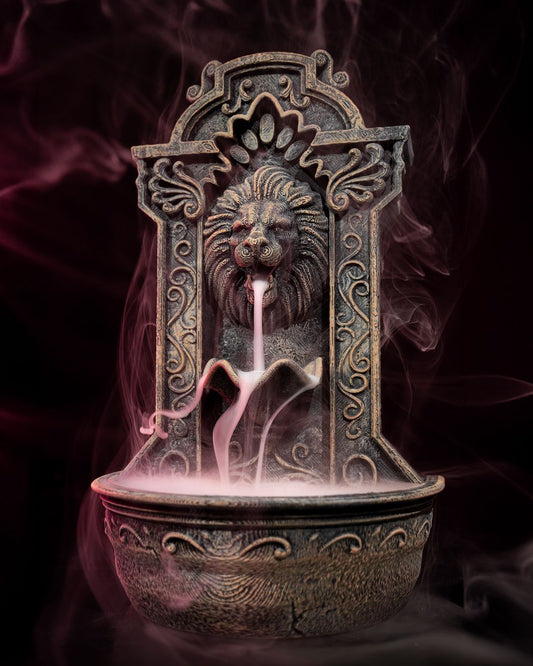 10005 Lion Courage Fountain Backflow Incense Burner