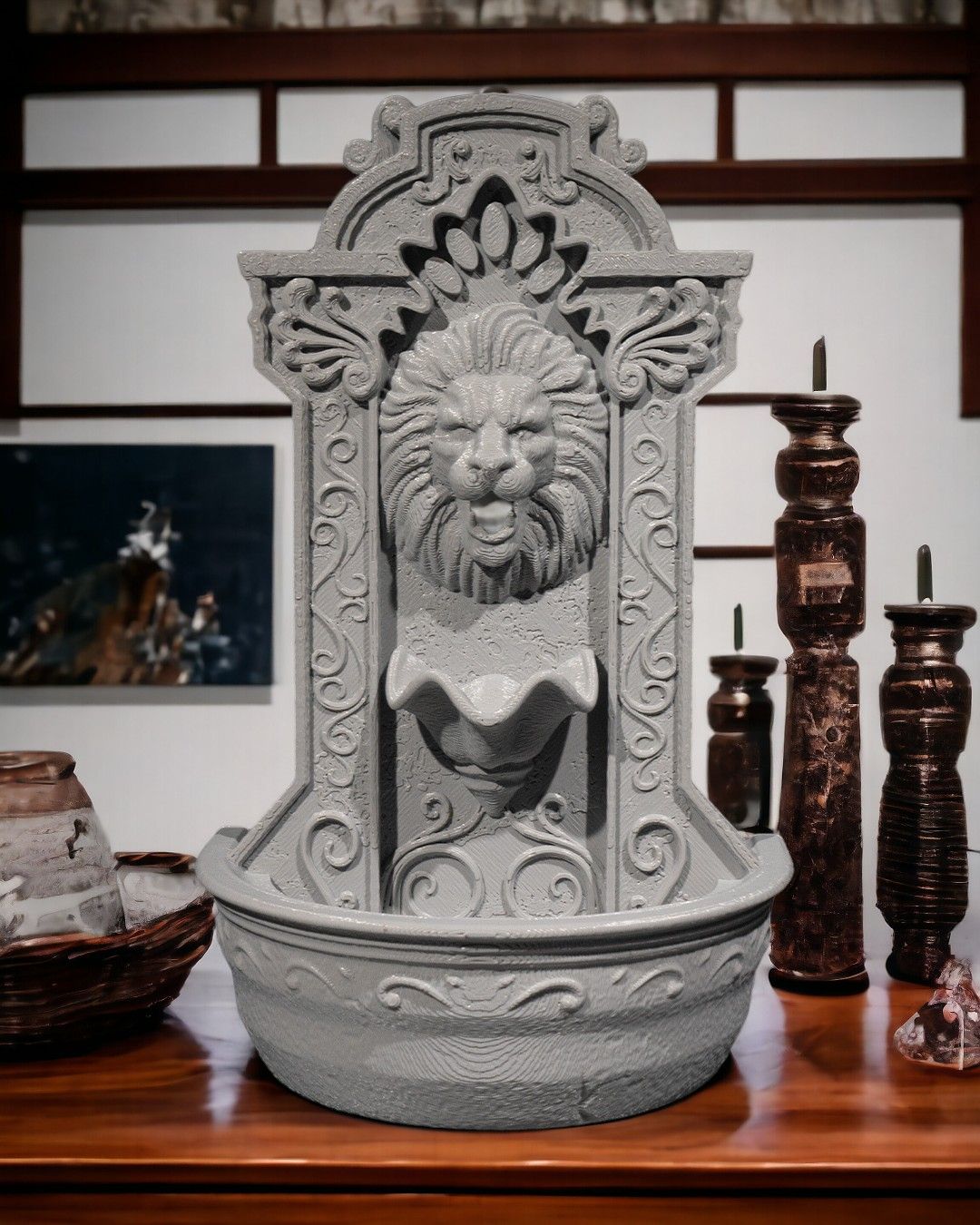 10005 Lion Courage Fountain Backflow Incense Burner